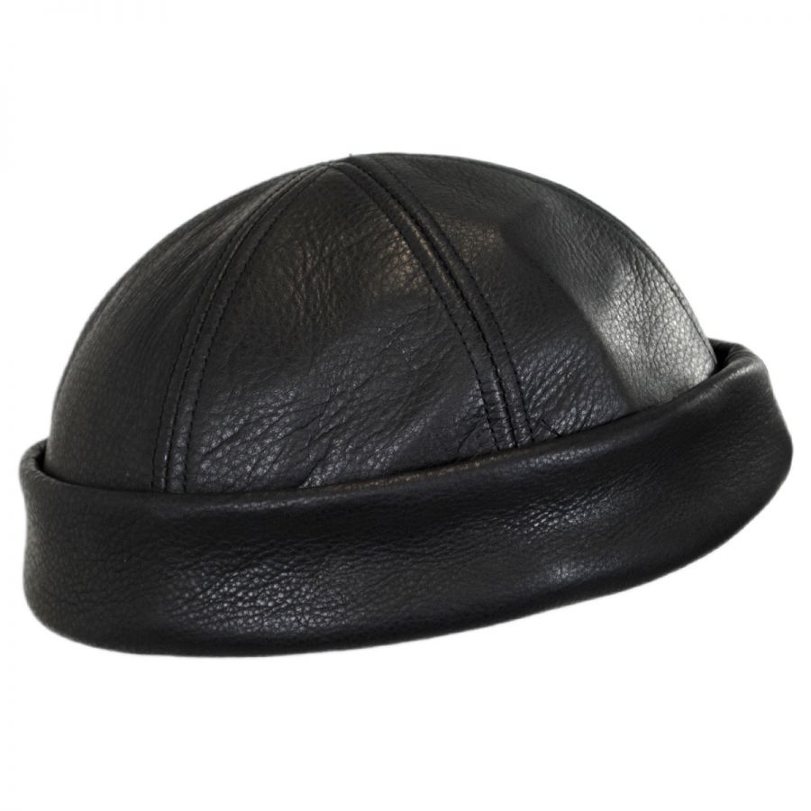 New York Hat Company Six Panel Leather Skull Cap Beanie Hat Beanies