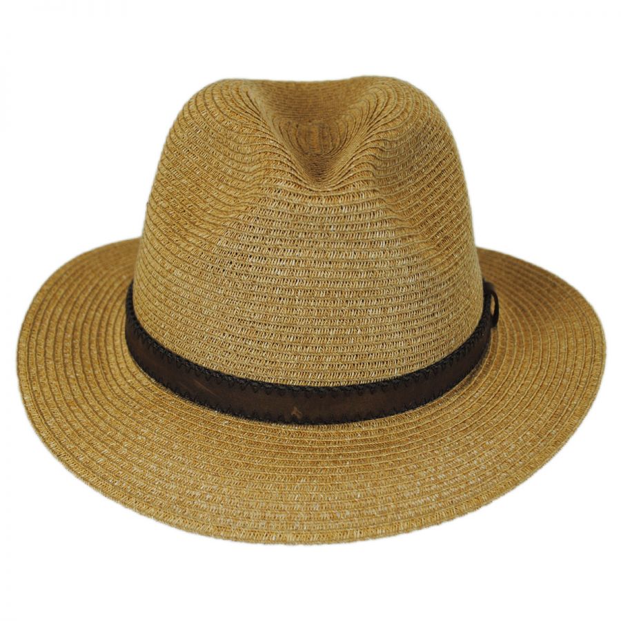 Tommy Bahama Leather Band Toyo Straw Safari Fedora Hat Straw Fedoras
