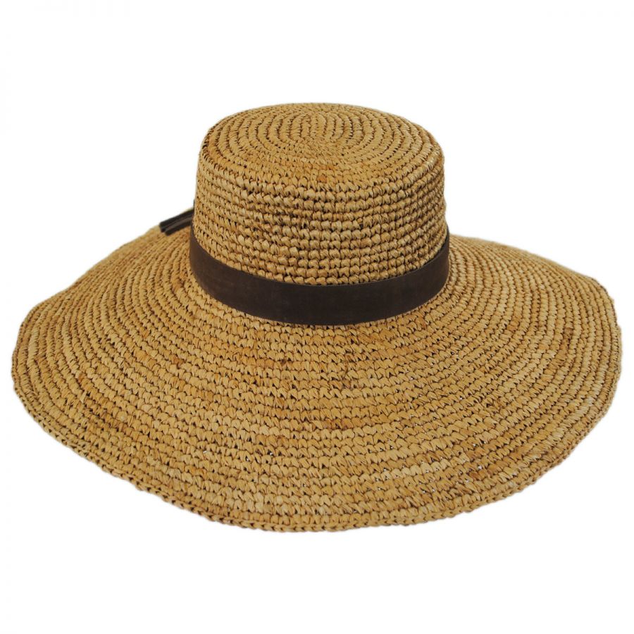 Scala Organic Raffia Straw Wide Brim Boater Hat Straw Hats