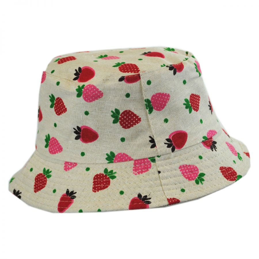 Jeanne Simmons Kids' Strawberry Cotton Bucket Hat Girls