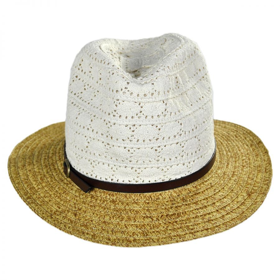 San Diego Hat Company Cotton Lace Crown Toyo Straw Fedora Hat Fedoras