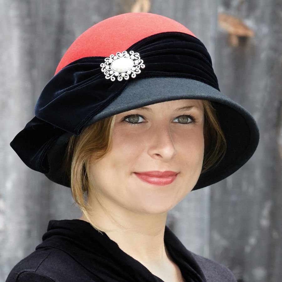 Toucan Collection Two-Tone Wool Felt Cloche Cloche & Flapper Hats