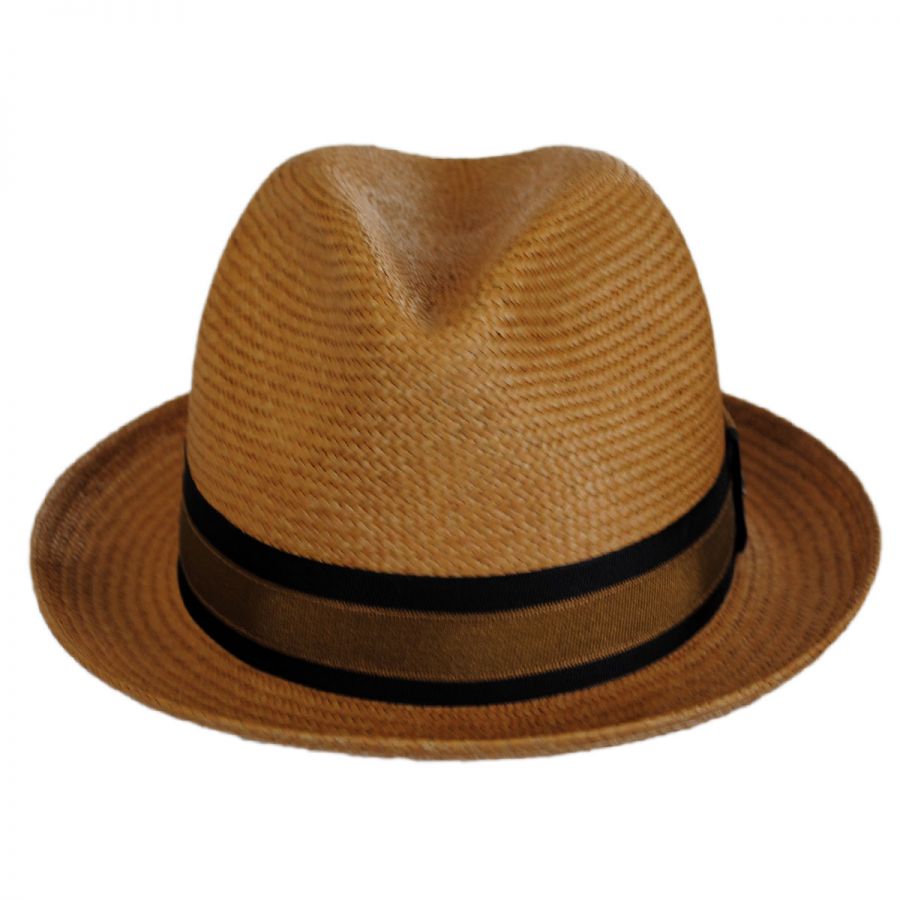 Scala Two-Tone Band Panama Straw Trilby Fedora Hat Panama Hats
