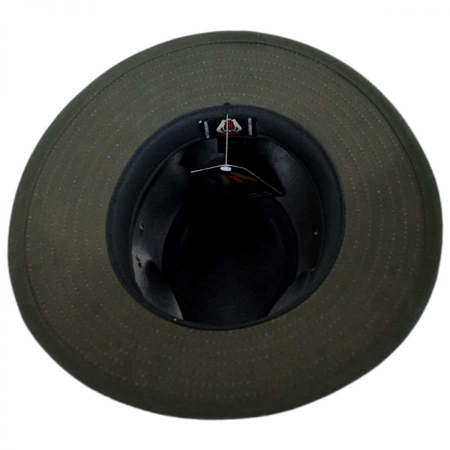 Jaxon Hats Cotton Oilcloth Safari Fedora Hat - Olive Green Fabric