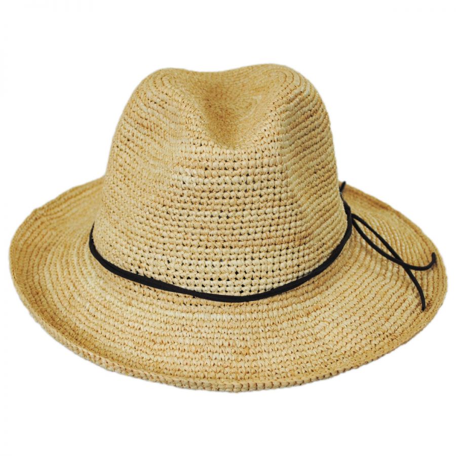 Callanan Hats Crochet Raffia Straw Safari Fedora Hat Fedoras