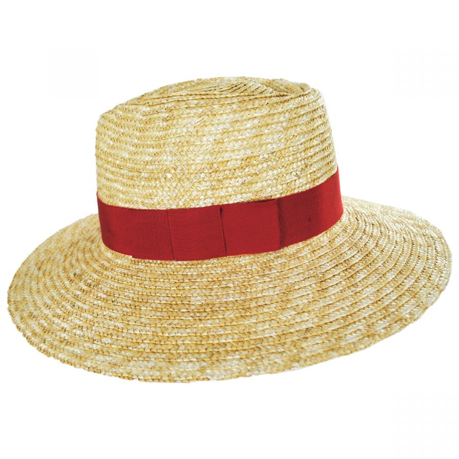Brixton Hats Joanna Natural/Red Wheat Straw Fedora Hat Fedoras