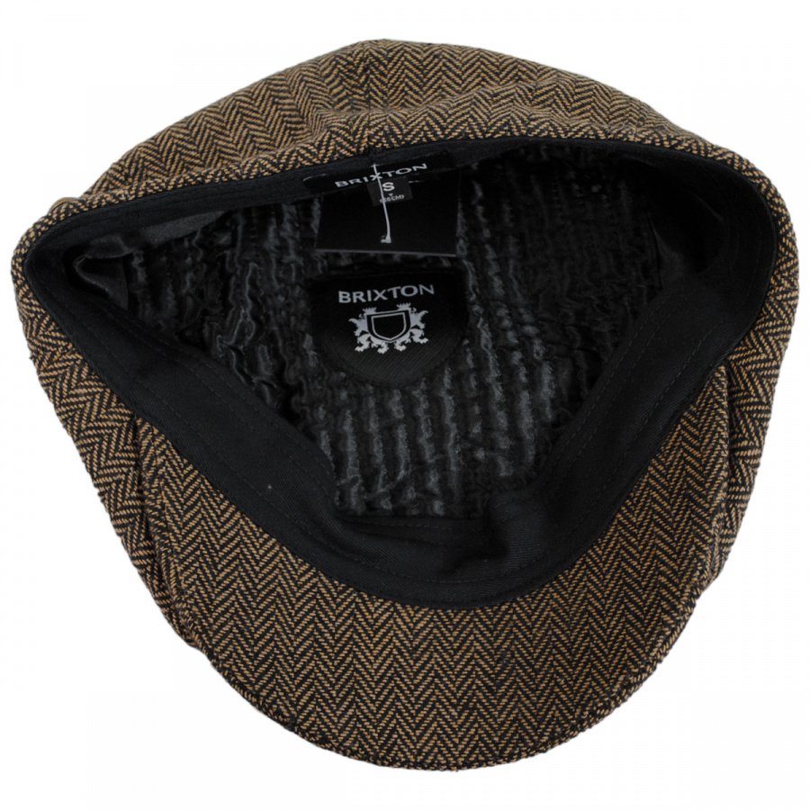 Brown-Khaki BRIXTON Hats Classic Brood Herringbone Newsboy Cap 