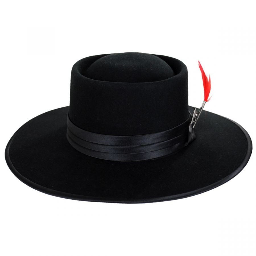 Brixton Hats Fender Super Flood Black Wool Felt Gambler Hat Fedoras