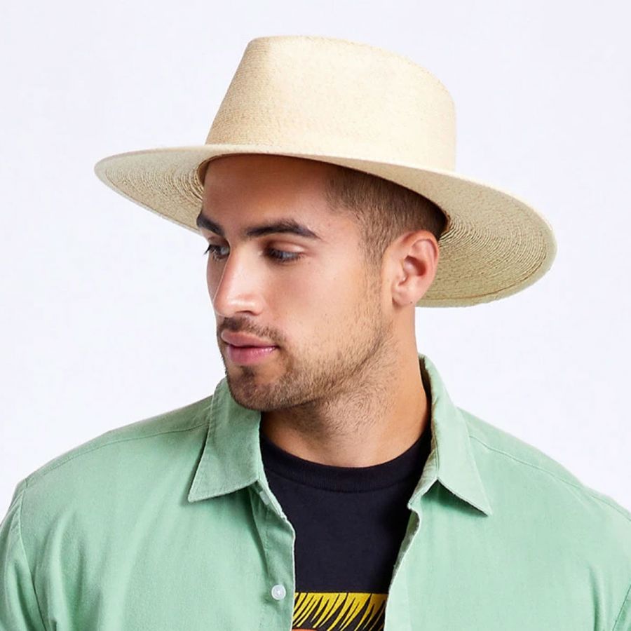 Brixton Hats Marcos Palm Straw Fedora Hat - Natural Straw Fedoras