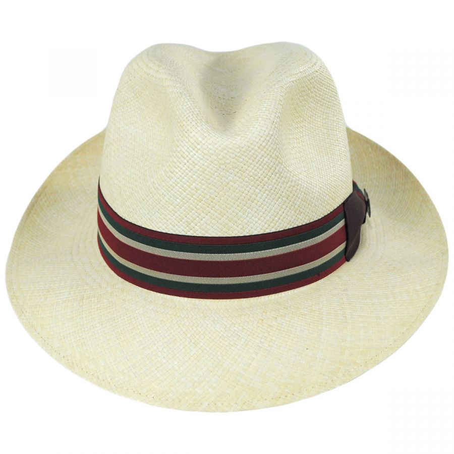 Olney Hats Excellent Panama Fedora with Striped Band