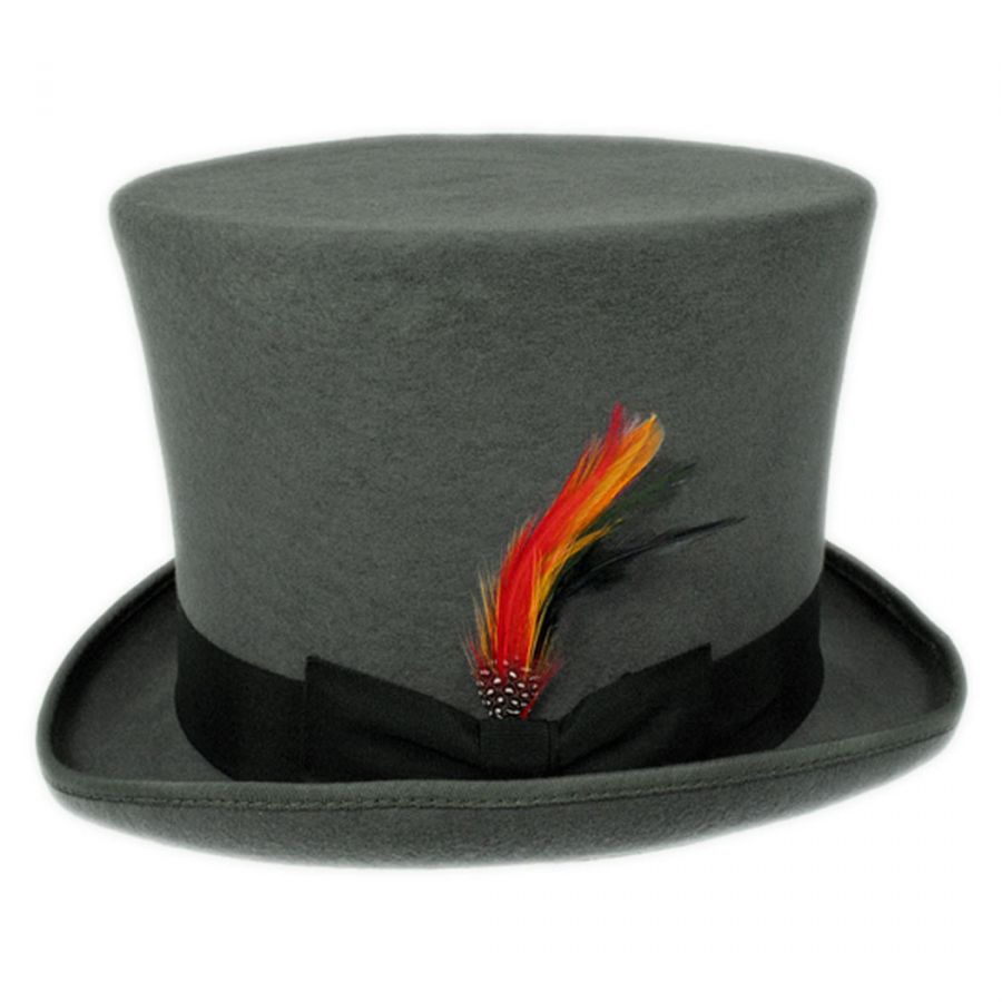 Jaxon Hats Victorian Gray Wool Felt Top Hat Top Hats