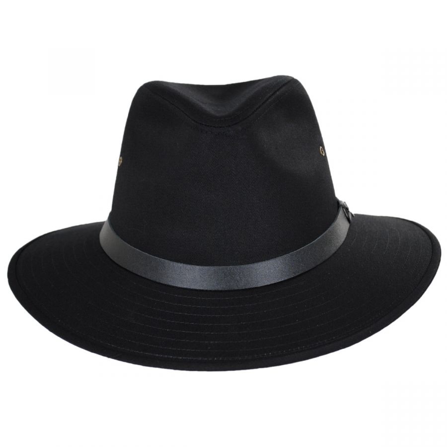 Jaxon Hats Cotton Safari Fedora Hat - Black Fedoras