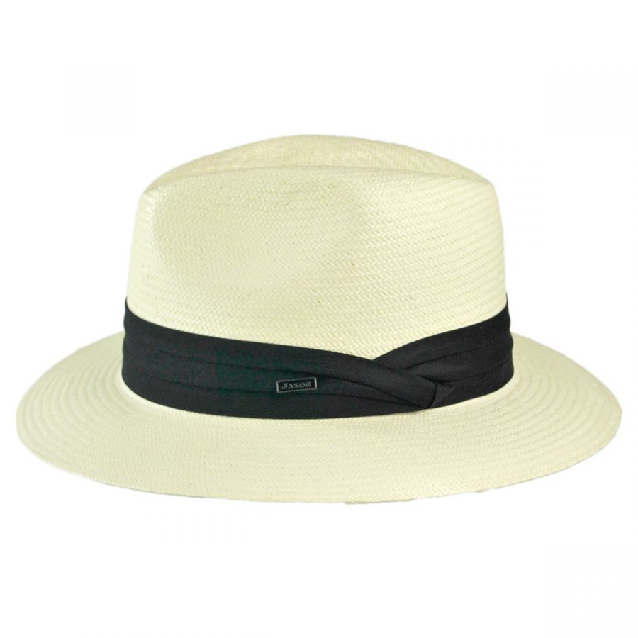 Jaxon Hats Toyo Straw Safari Fedora Hat - Black Band Straw Fedoras