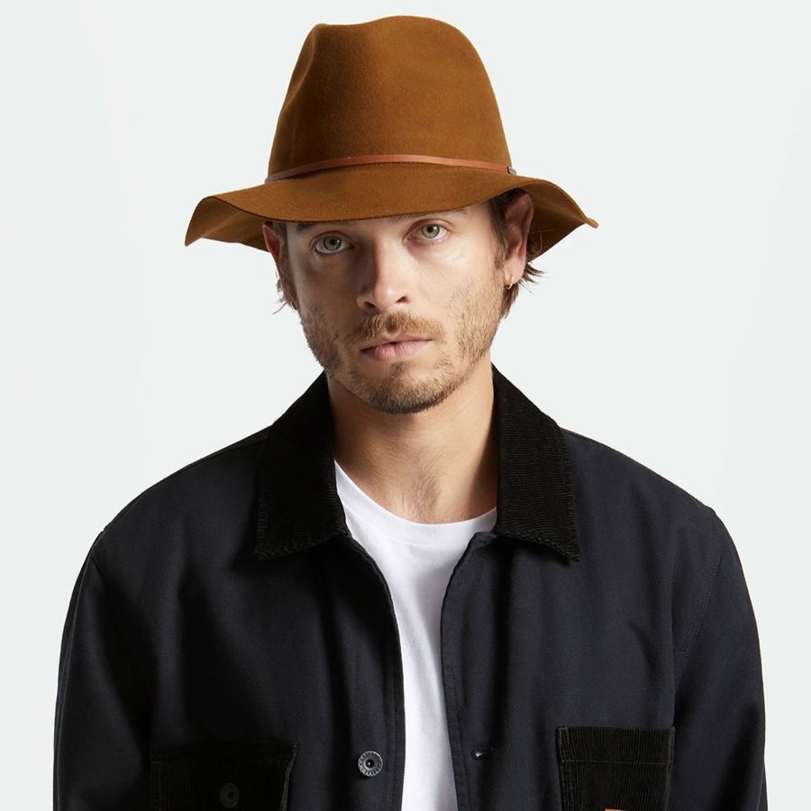 Brixton Hats Wesley Packable Wool Felt Fedora Hat - Coffee Crushable