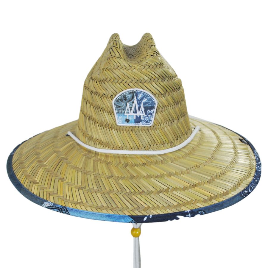 Straw Hats for Men,Straw Lifeguard hat UPF 50+ Beach Classic Straw Outdoor  Fishing Sun Hat with Wide Brim