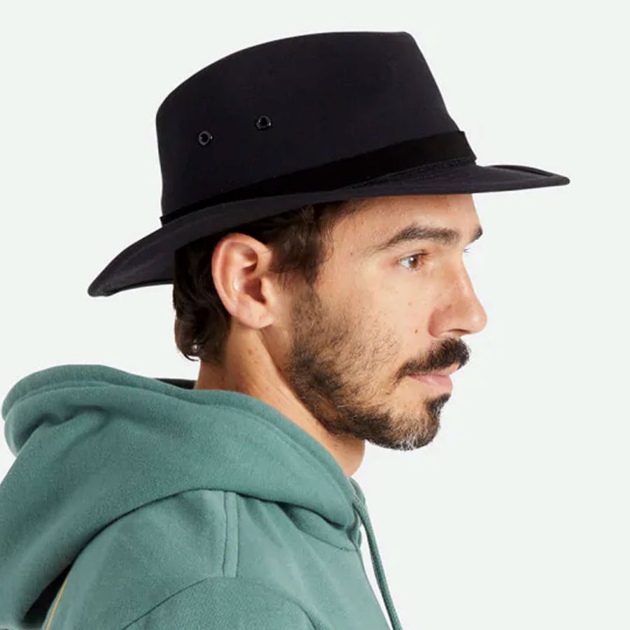 Brixton Hats Messer X Adventure Cotton Safari Fedora Hat - Black Fabric