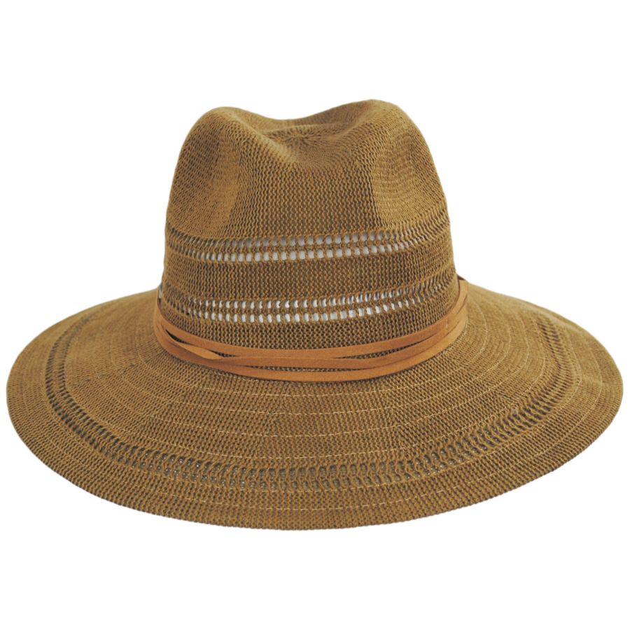 Scala Felicity Knit Cotton Safari Fedora Hat Crushable