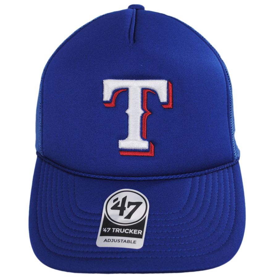 Men's 47 Brand Texas Rangers MLB Foam Mesh Trucker Snapback Baseball Cap: Size: Adjustable Royal Blue