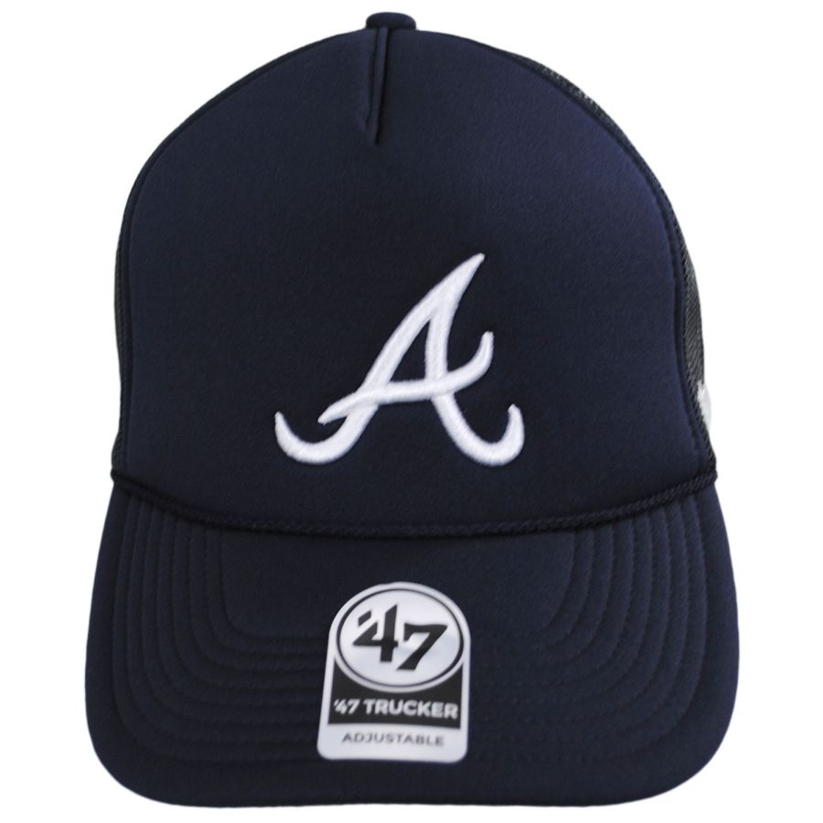 47 Brand Atlanta Braves MLB Foam Mesh Trucker Snapback Baseball Cap MLB ...
