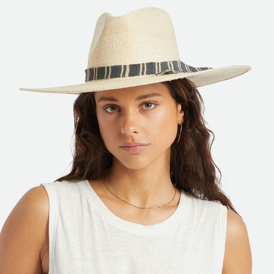 Brixton Hats Leigh Palm Straw Fedora Hat - Natural Straw Hats
