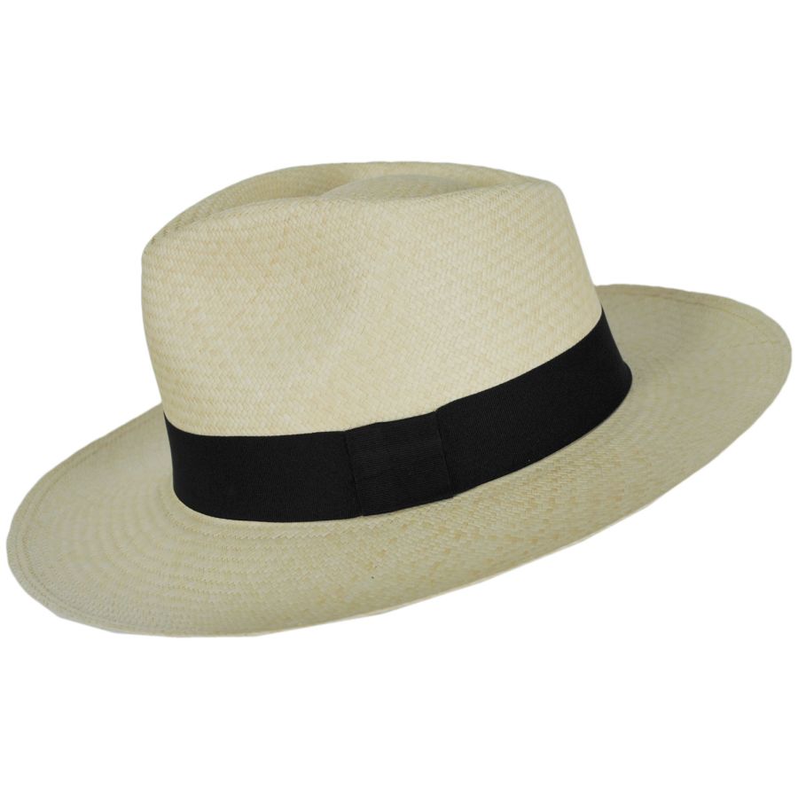 Hats Montecristi Panama Straw Grade 10 Clasico Center Pinch Fedora Hat -  Bleach Panama Hats