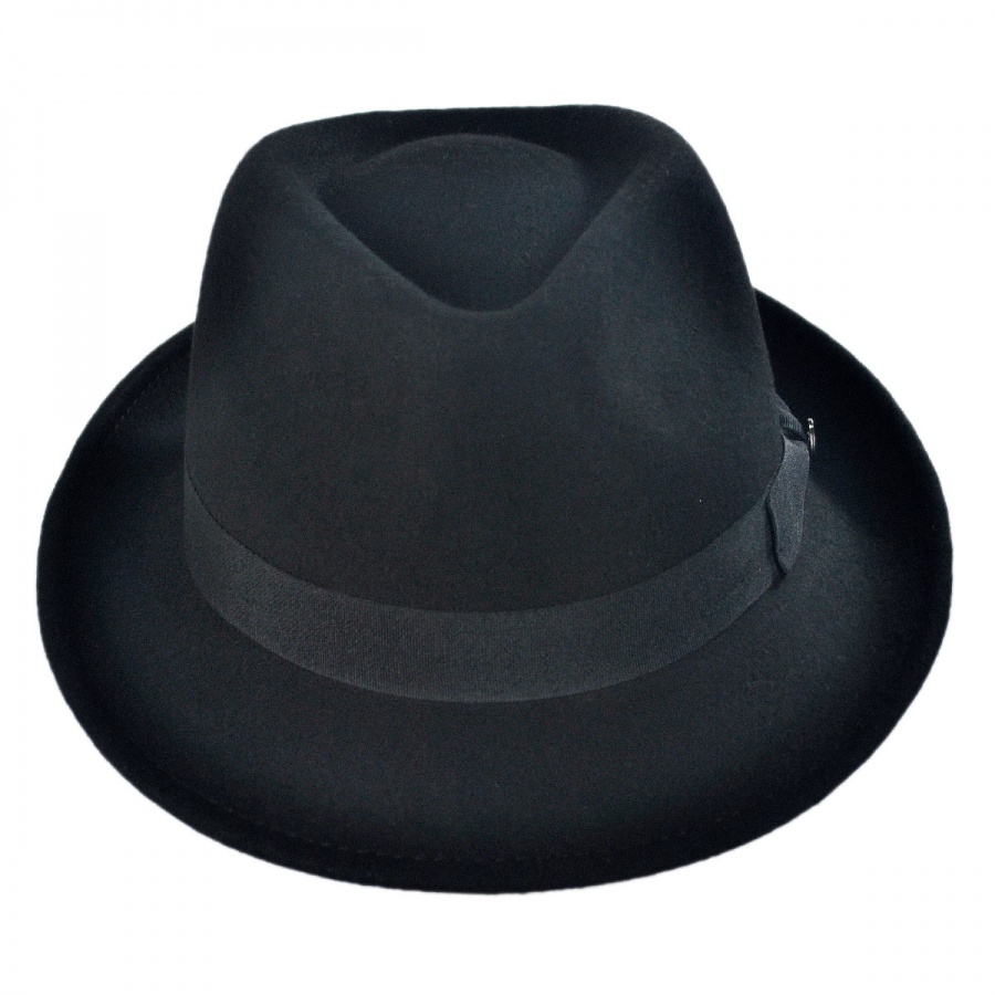 Black Cotton Trilby Hat 5 Sizes With Striped Band Sent Boxed 