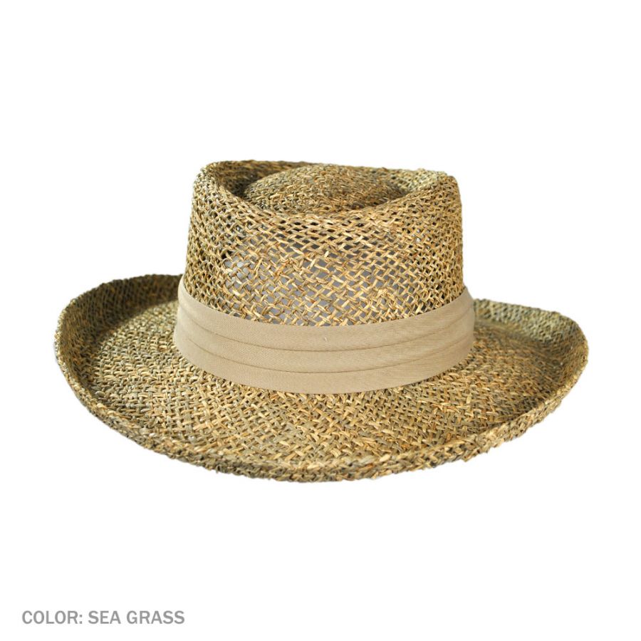 Jaxon Hats Pebble Beach Seagrass Straw Gambler Hat Straw Hats