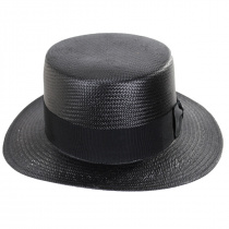 Keeneland Shantung Straw Skimmer Hat - Black alternate view 2