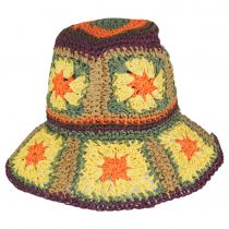 Fergie Granny Square Hand Crochet Toyo Straw Bucket Hat alternate view 10