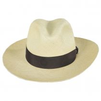 Damier Wide Brim Panama Straw Fedora Hat alternate view 2