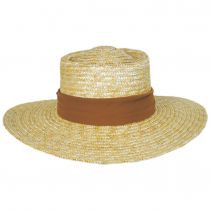 Aries Wide Brim Wheat Straw Boater Sun Hat - Honey alternate view 2