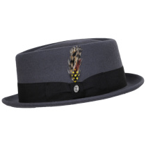 B2B Jaxon Hats Wool Felt Diamond Crown Fedora Hat - Gray alternate view 3