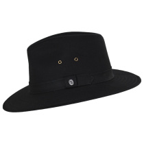 B2B Jaxon Hats Cotton Oilcloth Safari Fedora Hat - Black alternate view 3