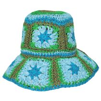 Fergie Granny Square Hand Crochet Toyo Straw Bucket Hat alternate view 22