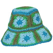 Fergie Granny Square Hand Crochet Toyo Straw Bucket Hat alternate view 23
