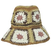 Fergie Granny Square Hand Crochet Toyo Straw Bucket Hat alternate view 14