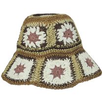 Fergie Granny Square Hand Crochet Toyo Straw Bucket Hat alternate view 15
