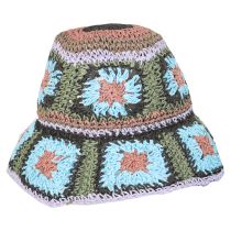 Fergie Granny Square Hand Crochet Toyo Straw Bucket Hat alternate view 3