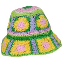 Fergie Granny Square Hand Crochet Toyo Straw Bucket Hat alternate view 7