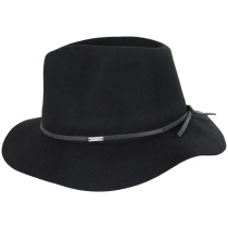 Wesley Packable Wool Felt Fedora Hat - Black alternate view 3