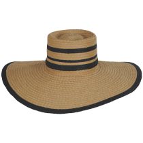 Striped Wide Brim Toyo Straw Boater Hat alternate view 2