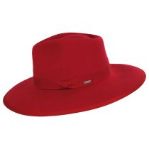 Jo Wool Felt Rancher Fedora Hat - Red alternate view 7