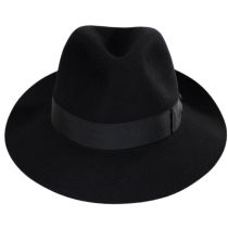 Alessandria Shaved Fur Felt Fedora Hat - Black alternate view 6