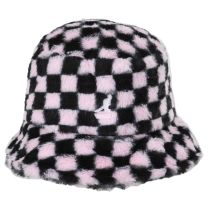 Checkerboard Faux Fur Bucket Hat alternate view 2