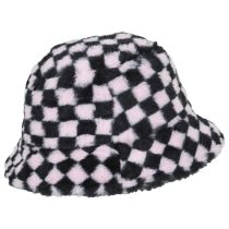 Checkerboard Faux Fur Bucket Hat alternate view 3