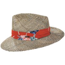 Aloha Seagrass Straw Fedora Hat - Natural/Red alternate view 3