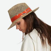 Aloha Seagrass Straw Fedora Hat - Natural/Red alternate view 5
