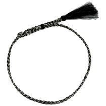 Snake Two-Tone Horse Hair Braid Single Tassel Hat Band - Black alternate view 2
