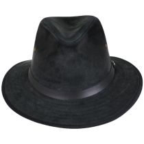 Nubuck Leather Safari Fedora Hat - Black alternate view 2