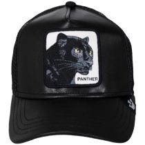Truth Will Prevail Panther Leather Mesh Trucker Snapback Baseball Cap alternate view 2